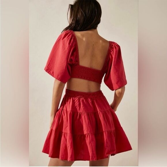 Free People Cross Of Sunlight Mini Endless Summer Smocked Square Neck Dress - Picture 2 of 4